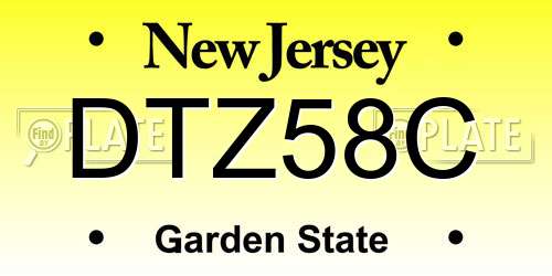 DTZ58C New Jersey License Plate