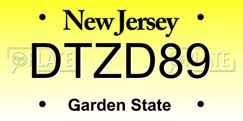 DTZD89 New Jersey License Plate