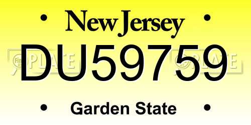 DU59759 New Jersey License Plate