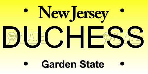 DUCHESS New Jersey License Plate