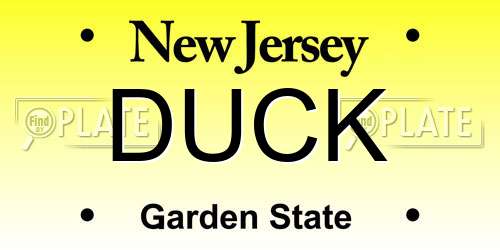 DUCK New Jersey License Plate