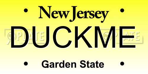 DUCKME New Jersey License Plate