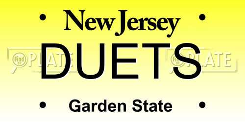 DUETS New Jersey License Plate