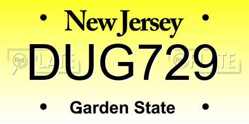 DUG729 New Jersey License Plate