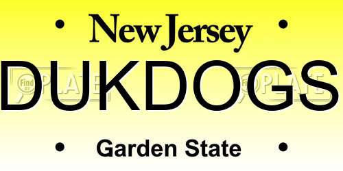 DUKDOGS New Jersey License Plate