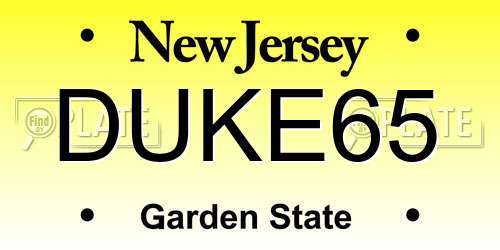 DUKE65 New Jersey License Plate
