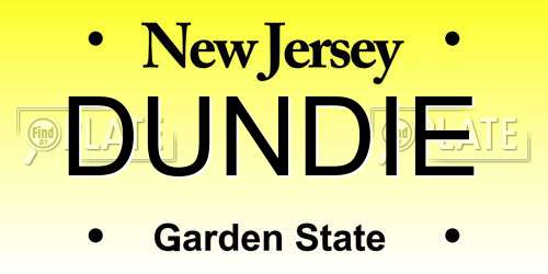 DUNDIE New Jersey License Plate