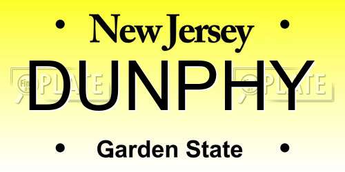 DUNPHY New Jersey License Plate
