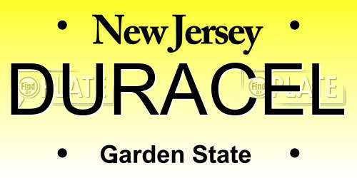 DURACEL New Jersey License Plate