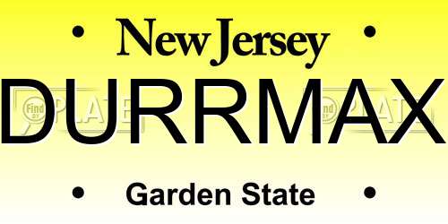 DURRMAX New Jersey License Plate