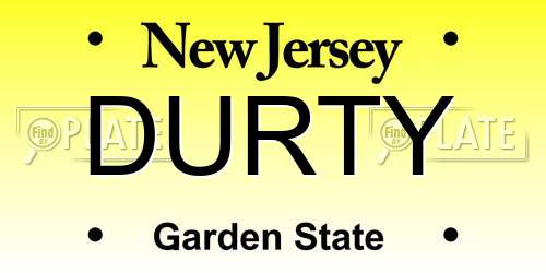 DURTY New Jersey License Plate