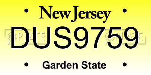 DUS9759 New Jersey License Plate