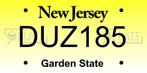 DUZ185 New Jersey License Plate