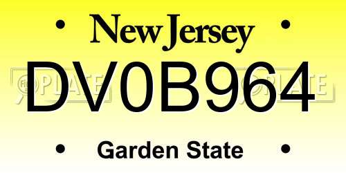 DV0B964 New Jersey License Plate