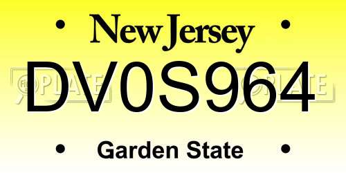 DV0S964 New Jersey License Plate