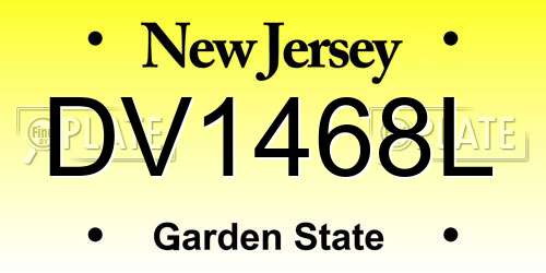 DV1468L New Jersey License Plate