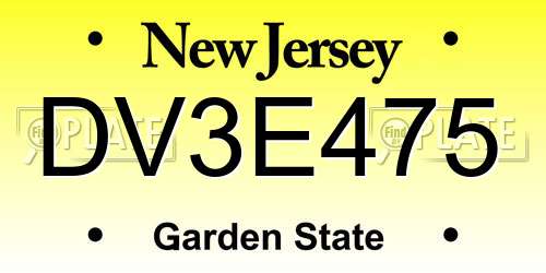 DV3E475 New Jersey License Plate