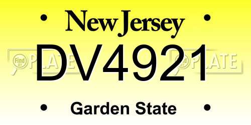 DV4921 New Jersey License Plate