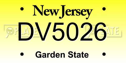 DV5026 New Jersey License Plate