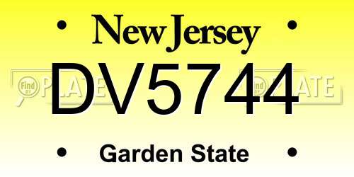 DV5744 New Jersey License Plate