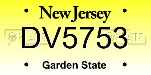 DV5753 New Jersey License Plate