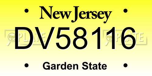 DV58116 New Jersey License Plate