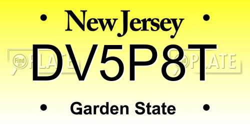 DV5P8T New Jersey License Plate