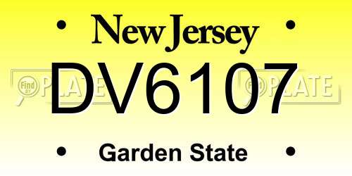 DV6107 New Jersey License Plate