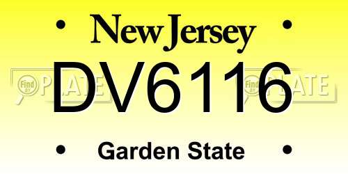 DV6116 New Jersey License Plate