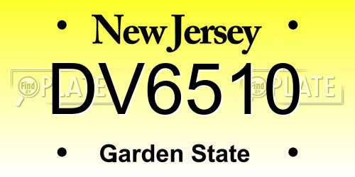 DV6510 New Jersey License Plate