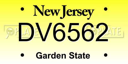 DV6562 New Jersey License Plate