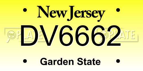 DV6662 New Jersey License Plate