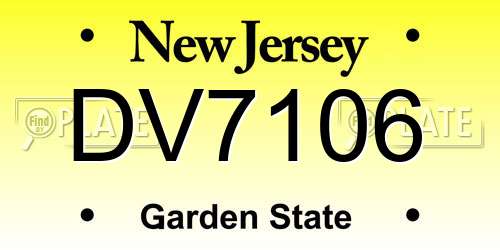 DV7106 New Jersey License Plate