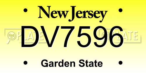 DV7596 New Jersey License Plate