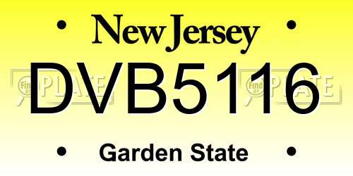 DVB5116 New Jersey License Plate