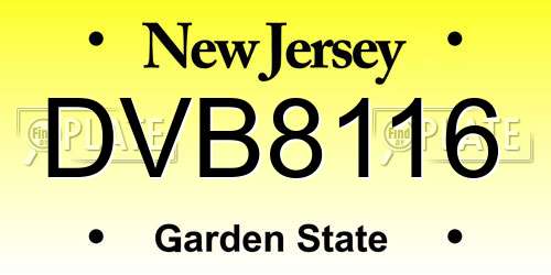 DVB8116 New Jersey License Plate