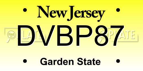 DVBP87 New Jersey License Plate
