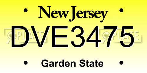 DVE3475 New Jersey License Plate