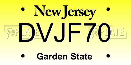 DVJF70 New Jersey License Plate