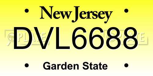 DVL6688 New Jersey License Plate
