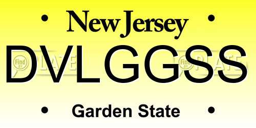 DVLGGSS New Jersey License Plate