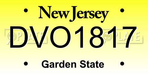 DVO1817 New Jersey License Plate