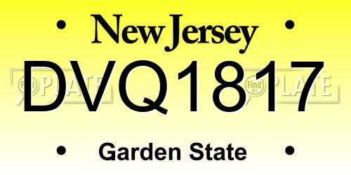 DVQ1817 New Jersey License Plate
