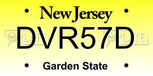 DVR57D New Jersey License Plate