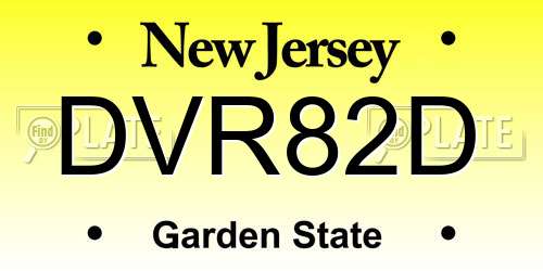 DVR82D New Jersey License Plate