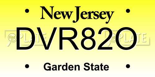 DVR82O New Jersey License Plate