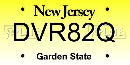 DVR82Q New Jersey License Plate