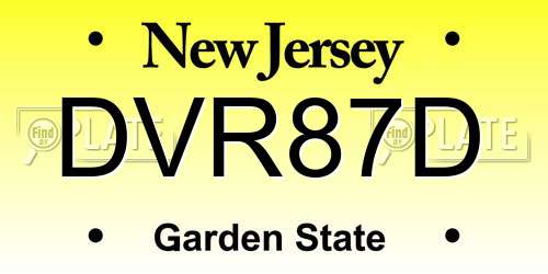 DVR87D New Jersey License Plate