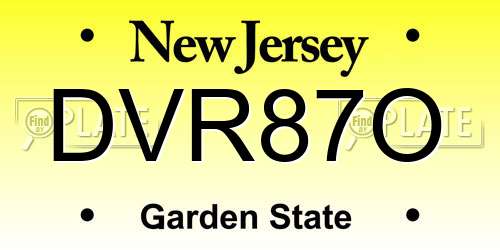DVR87O New Jersey License Plate
