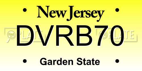 DVRB70 New Jersey License Plate